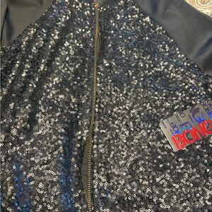 BONGO Black Sequin Zip Front Bomber Jacket (Jacket Only), Size M